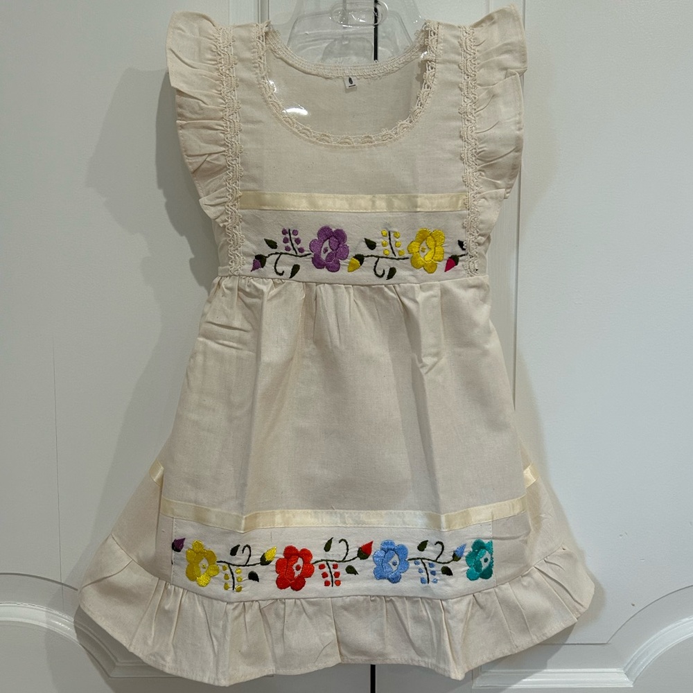 Mexican Girls Dress With Hand Embroidered.
